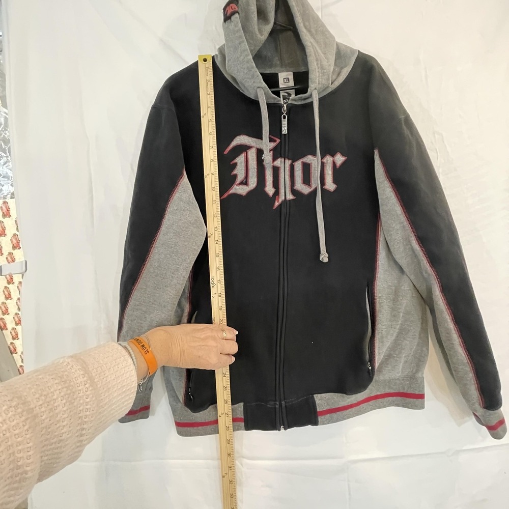 READ Thor Hoodie Mens XL Gray Black Full Zip Sweatshirt Motorcycle‎ Graphic Logo